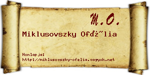 Miklusovszky Ofélia névjegykártya